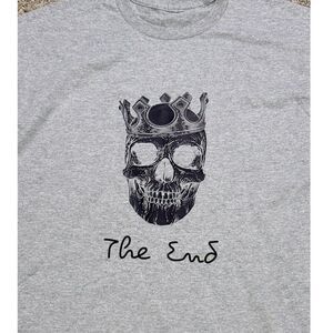 THE END Streetwear Skull Crown Graphic T-Shirt Gray Mens Size XL NWOT